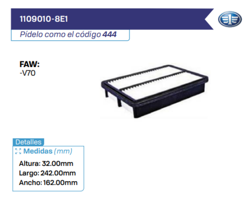 1109010-8E1 Filtros de aire FAW