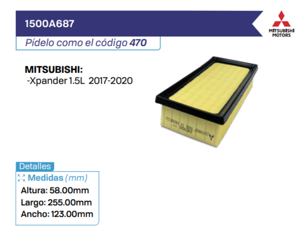 1500A687 Filtros de Aire MITSUBISHI