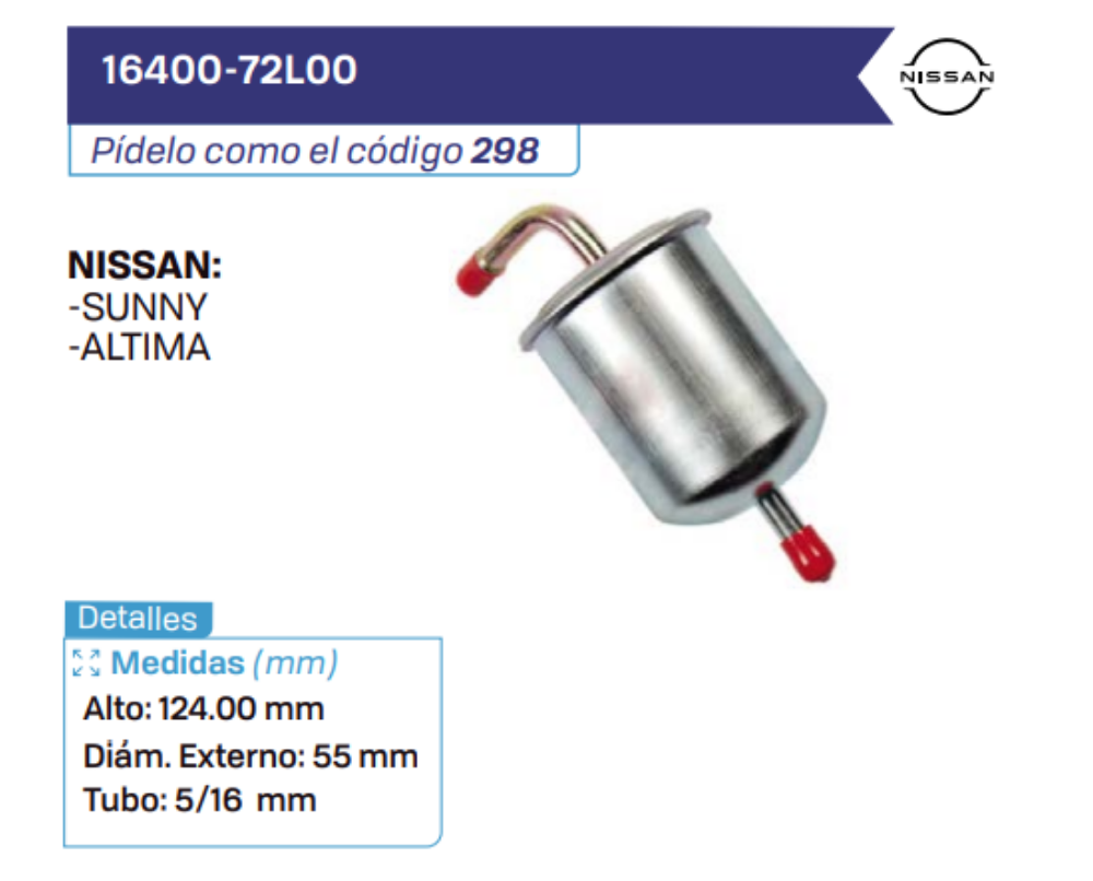 16400-72L00 Filtros de gasolina NISSAN