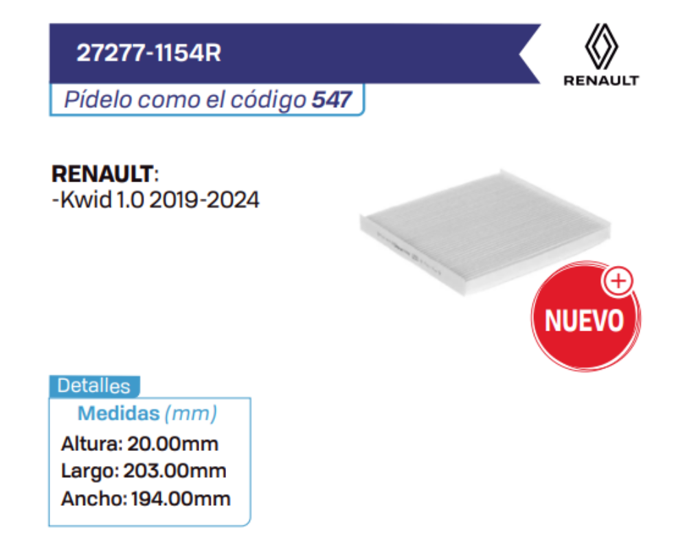 27277-1154R Filtros de cabina RENAULT