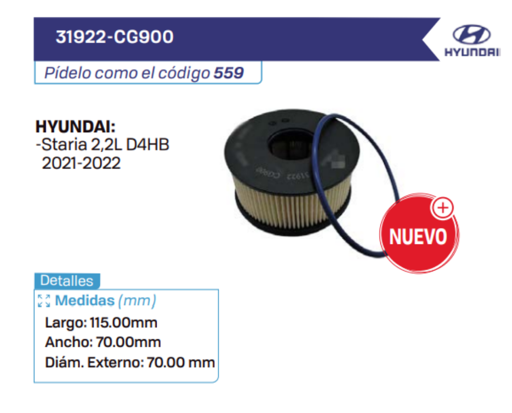 31922-CG900 Filtros de petróleo HYUNDAI
