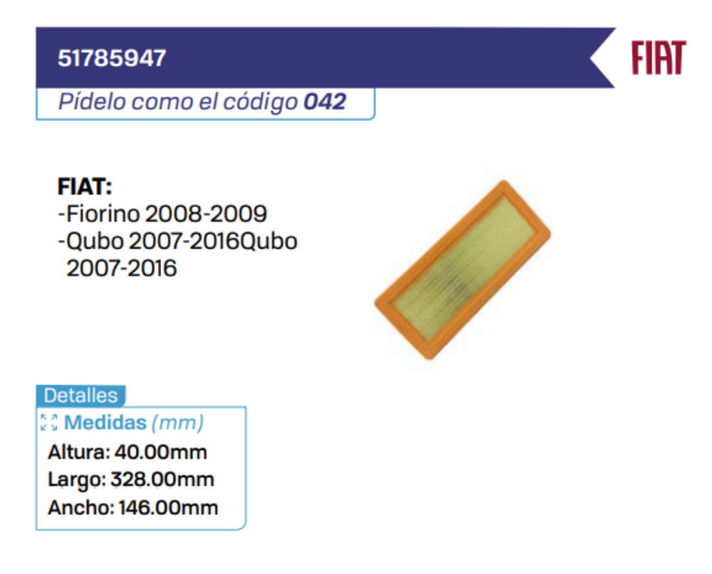 51785947 Filtros de Aire FIAT