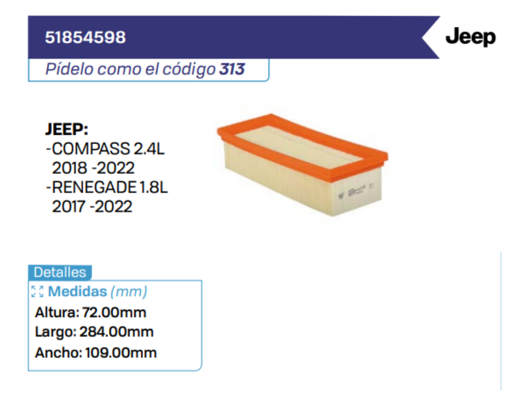 51854598 Filtros de Aire JEEP