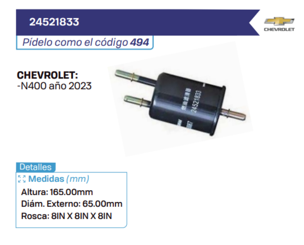8113-C4200 Filtros de gasolina CHEVROLET