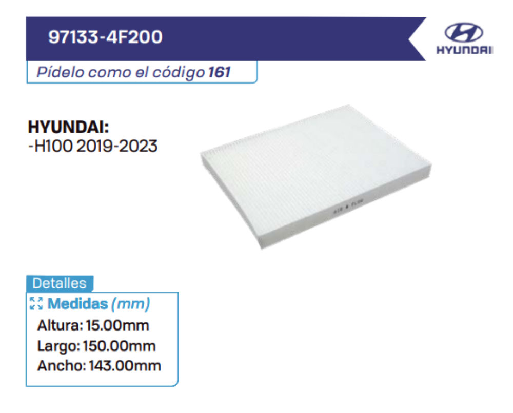 97133-4F200 Filtros de cabina HYUNDAI