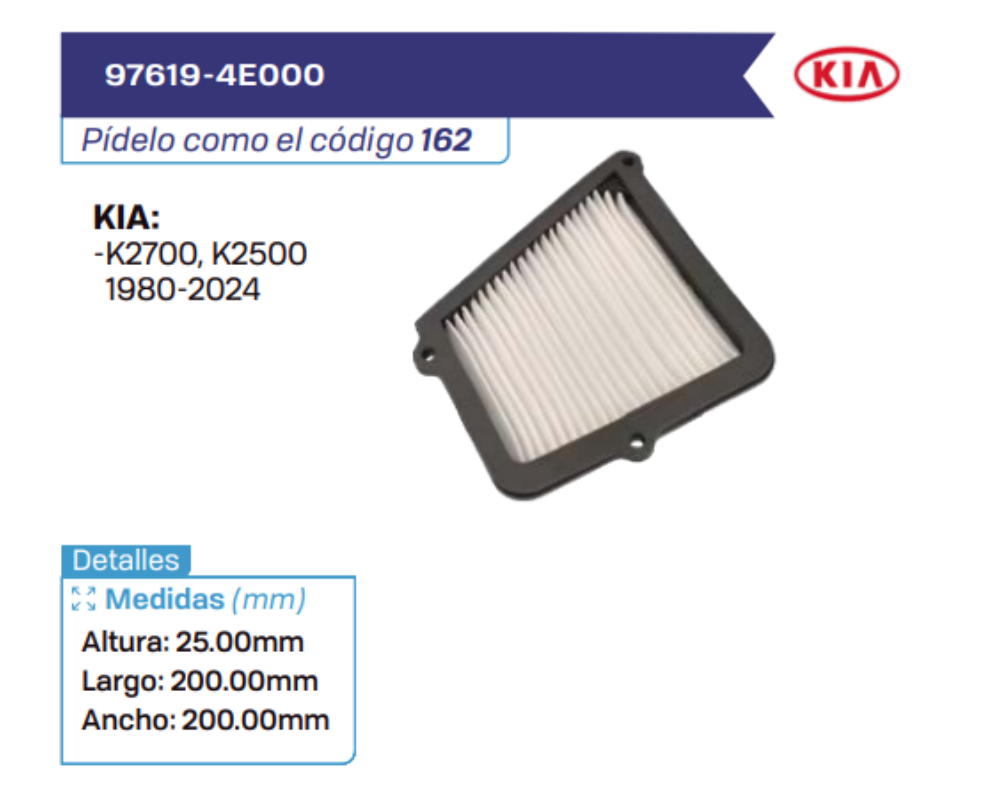 97619-4E000 Filtros de cabina KIA