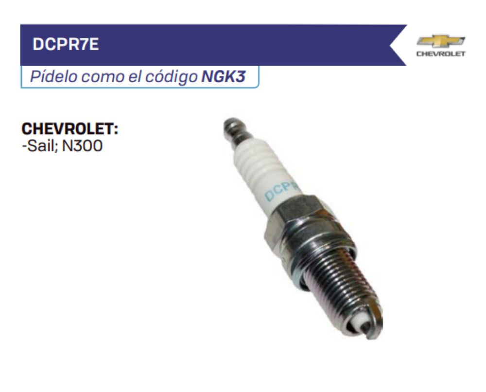 DCPR7E Bujías NGK CHEVROLET