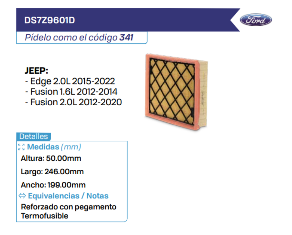 DS7Z9601D Filtros de Aire JEEP