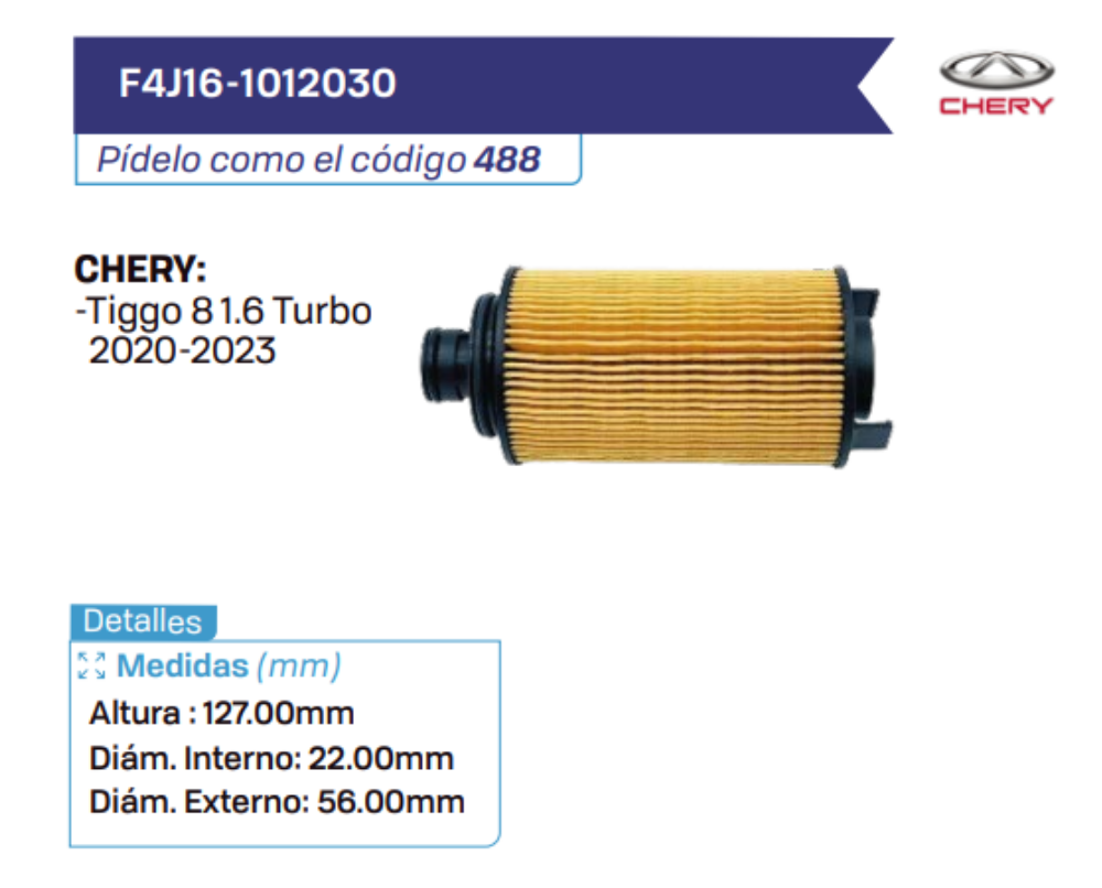 F4J16-1012030 Filtros de aceite CHERY