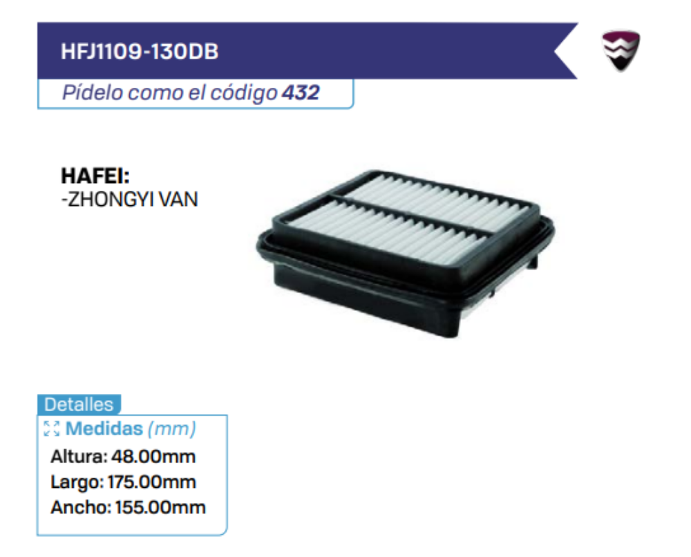HFJ1109-130DB Filtros de aire HAFEI