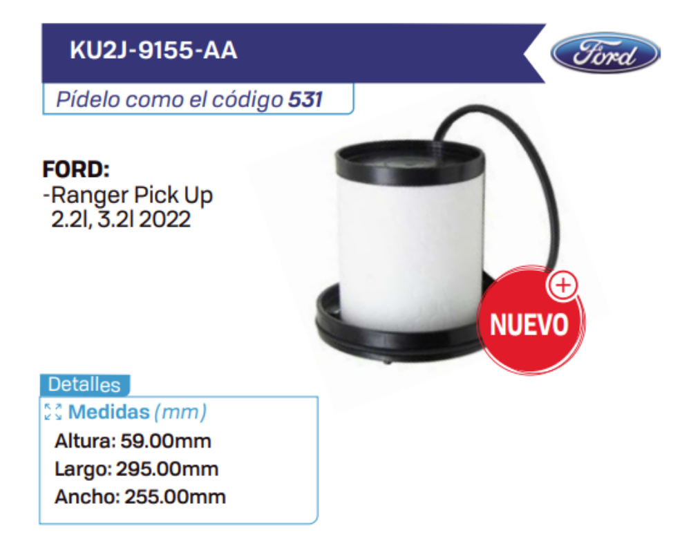 KU2J-9155-AA Filtros de petróleo FORD